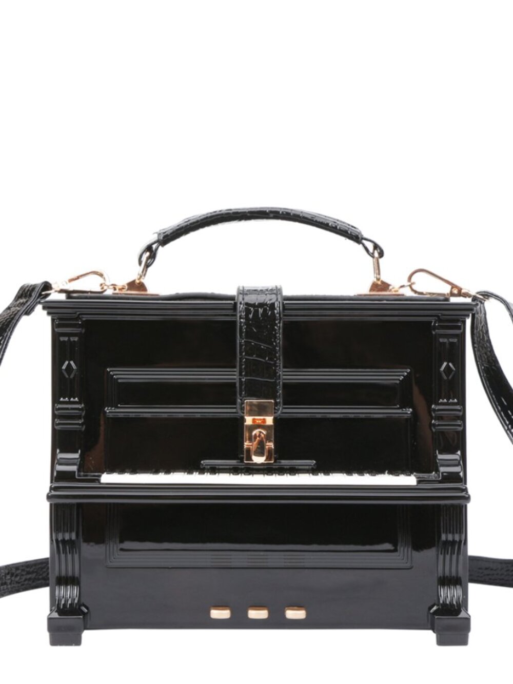 BLACK Women Acrylic Piano Shaped Crossbody Shoulder Bag Handbag Piano Purse
